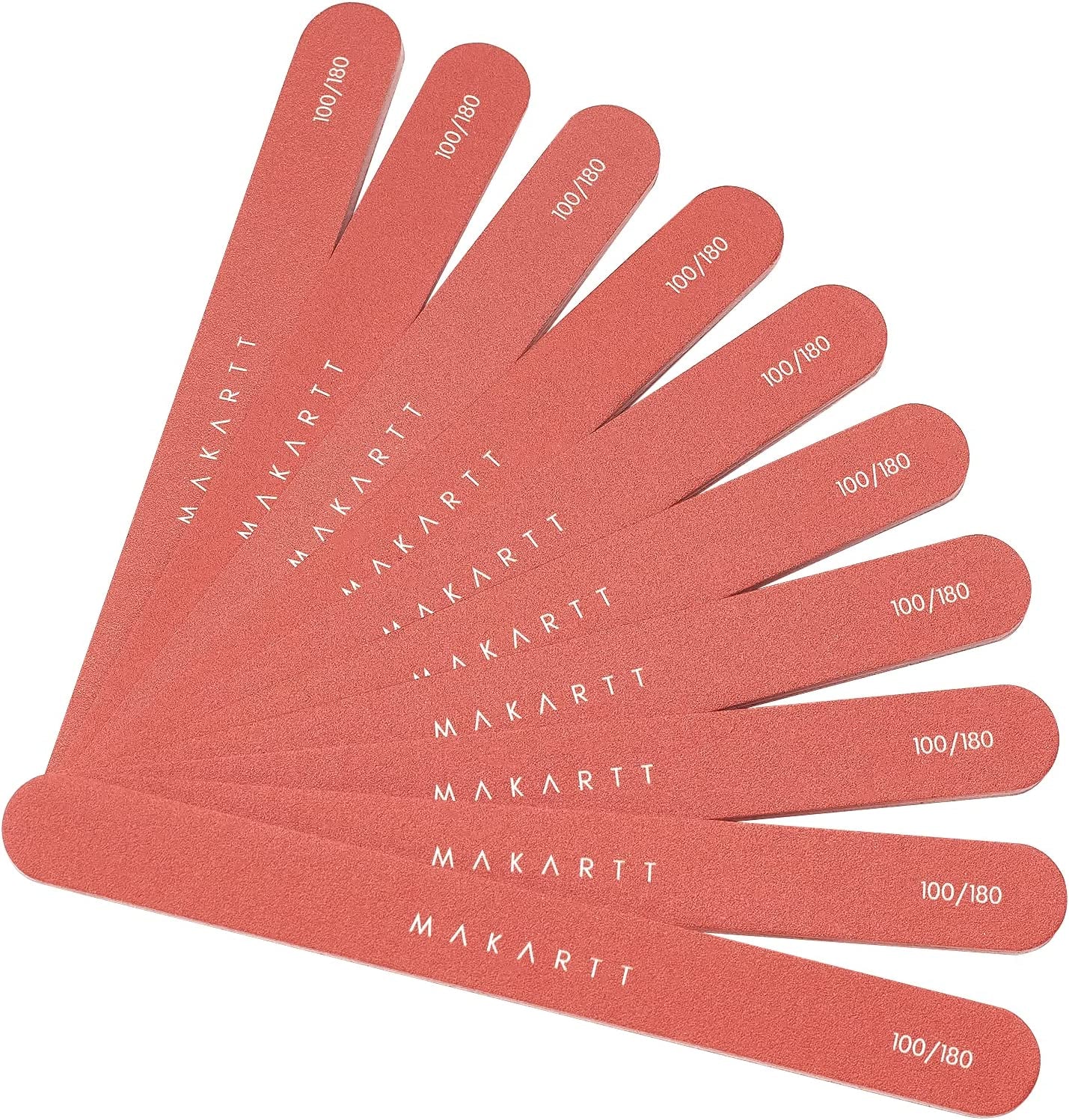 Makartt Nail File 100 180 Grit Emery Boards for Nails 10Pcs Nail Files Professional Washable Doubled Sides Nail File Kit for Manicure Pedicure Natural Acrylic Nails Coarse Nail File for DIY Salon Use Health & Beauty > Personal Care > Cosmetics > Cosmetic Tools > Nail Tools Makartt red-100/180Grit  