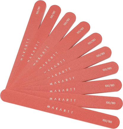 Makartt Nail File 100 180 Grit Emery Boards for Nails 10Pcs Nail Files Professional Washable Doubled Sides Nail File Kit for Manicure Pedicure Natural Acrylic Nails Coarse Nail File for DIY Salon Use Health & Beauty > Personal Care > Cosmetics > Cosmetic Tools > Nail Tools Makartt red-100/180Grit  