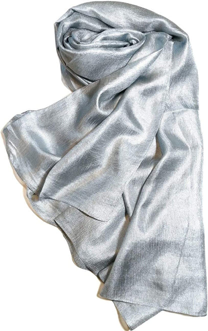Shanlin Solid Color Silk Feel Long Scarves Apparel & Accessories > Clothing Accessories > Scarves & Shawls Shanlin Silver Blue  