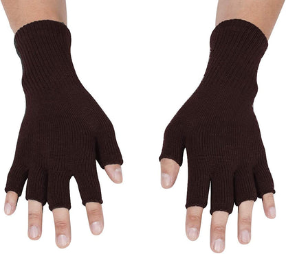 Gravity Threads Unisex Men Women Half Finger Stretchy Knit Fingerless Winter Gloves Apparel & Accessories > Clothing Accessories > Gloves & Mittens Gravity Trading Brown  