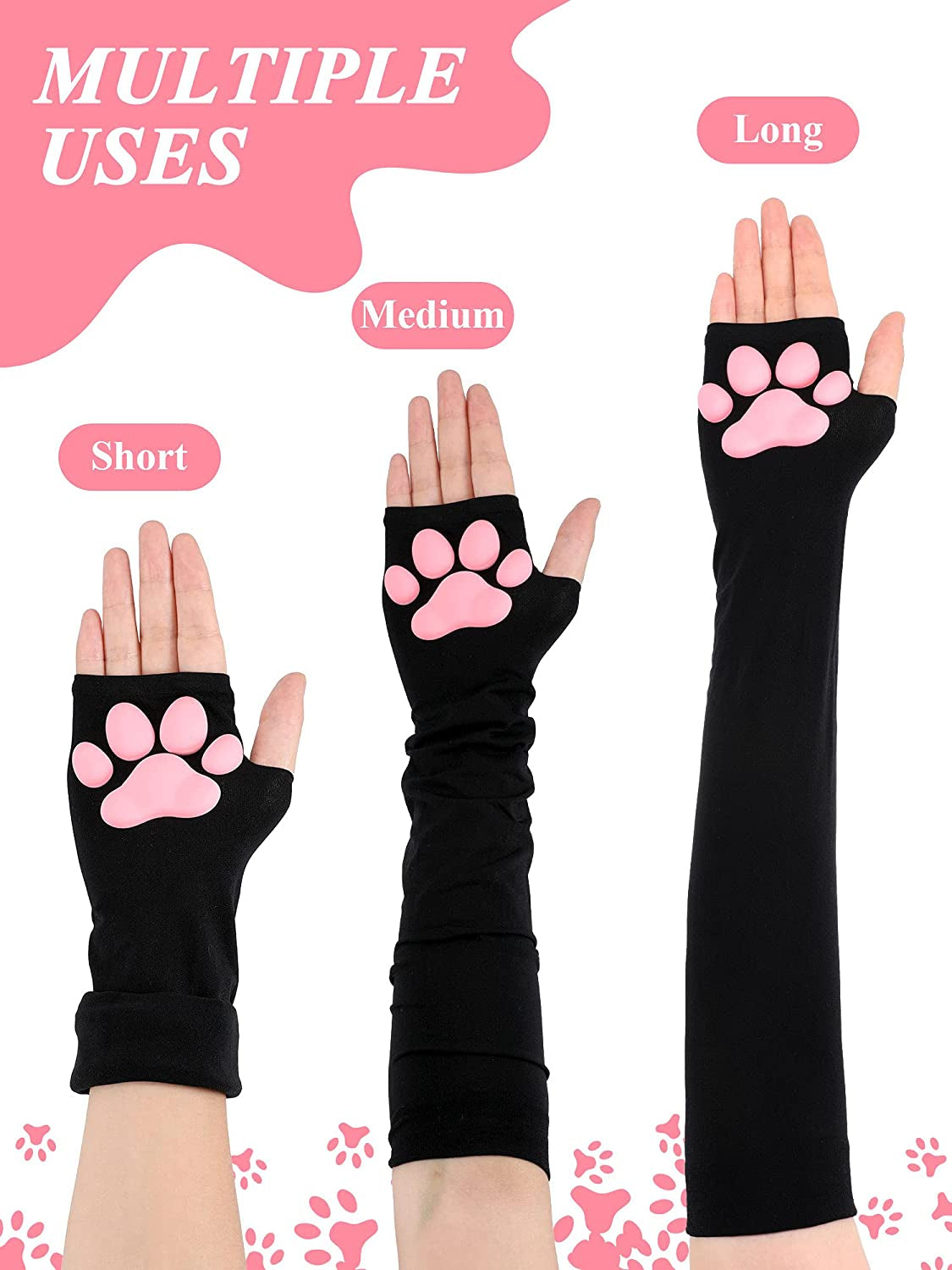 Cute Cat Paw Gloves Mittens 3D Cat Claw Pad Gloves Halloween Kawaii Cosplay Soft 3D Toe Beans for Women Cosplay Halloween Apparel & Accessories > Clothing Accessories > Gloves & Mittens Geyoga   