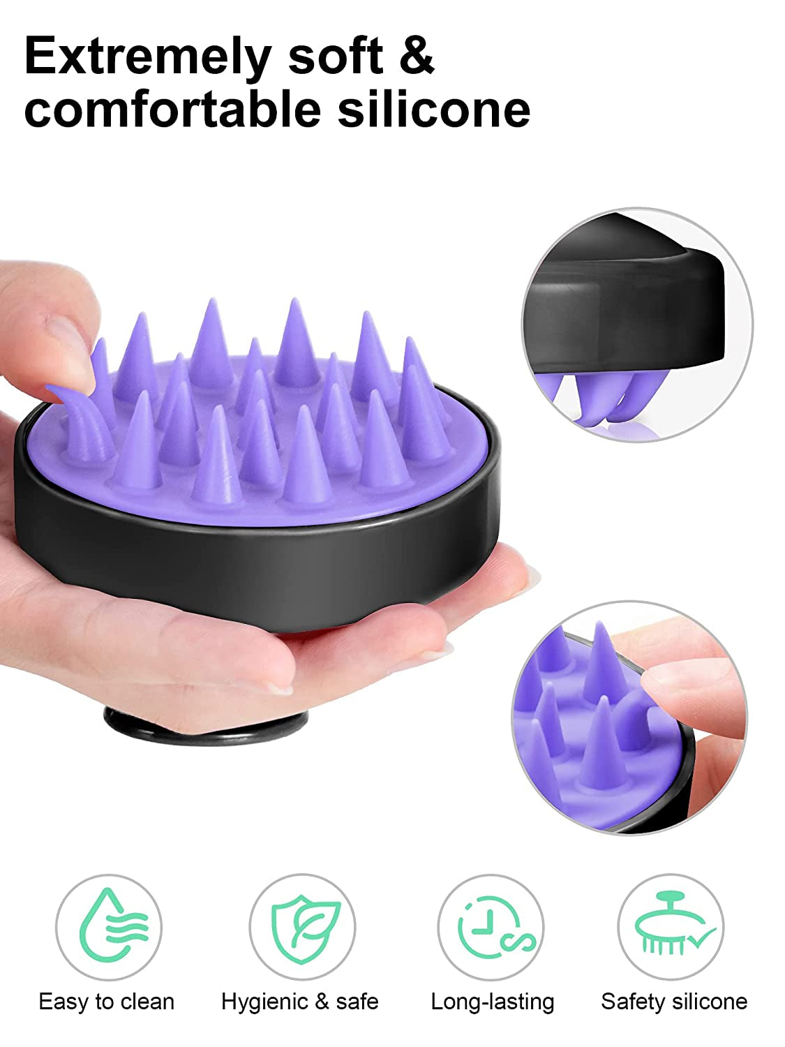 Hair Shampoo Brush, HEETA Scalp Care Hair Brush with Soft Silicone Scalp Massager (Black) Health & Beauty > Personal Care > Hair Care HEETA   