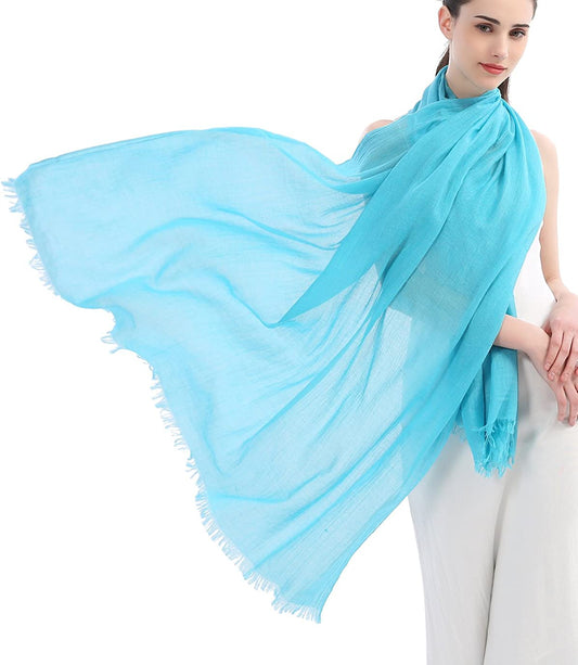 Premium Women Extreme Soft Scarf Wrap Shawl for Any Season, Super Size, Rich Color Choice Apparel & Accessories > Clothing Accessories > Scarves & Shawls kolumb Azure  