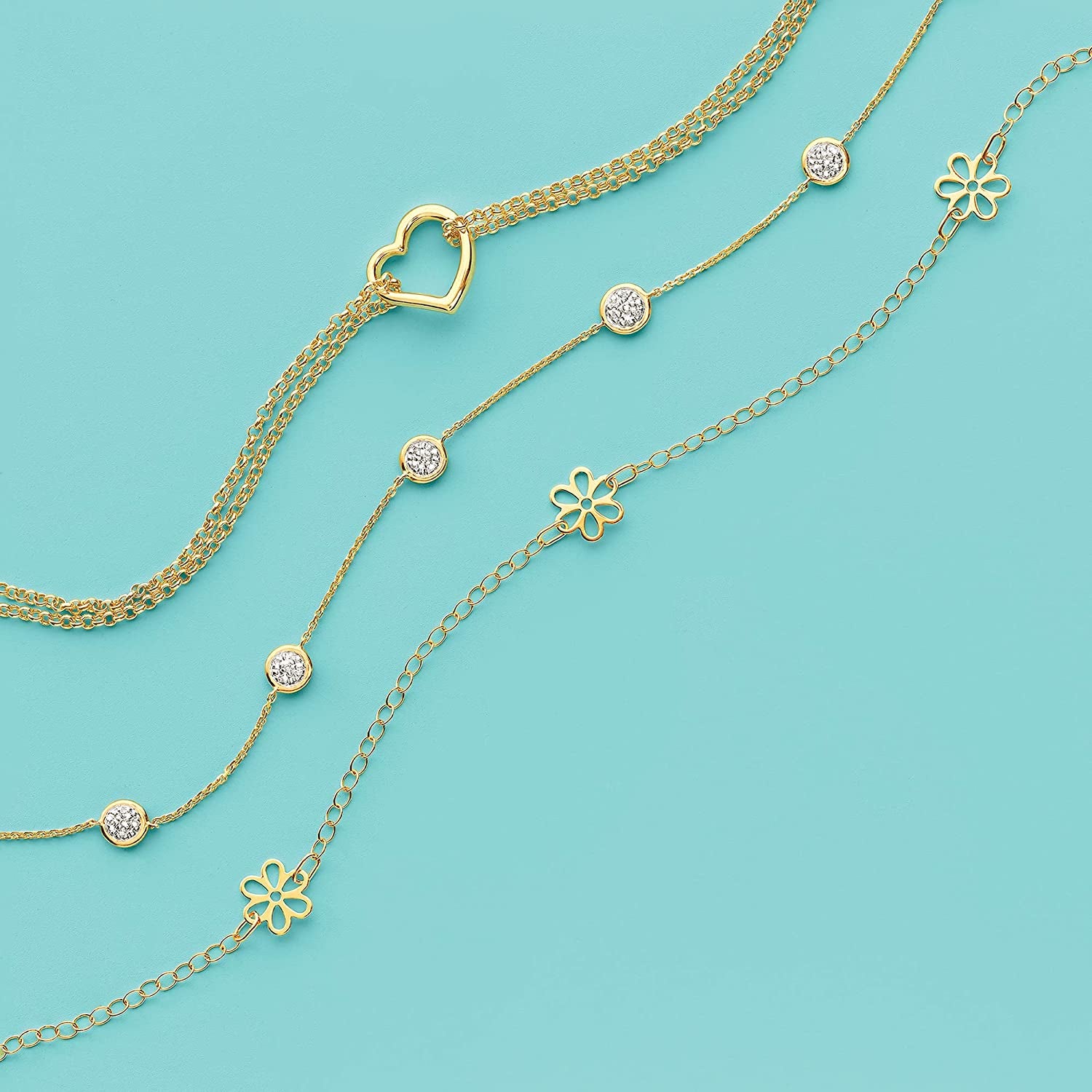 Ross-Simons Italian 14Kt Yellow Gold Floral Station Anklet. 9 Inches Apparel & Accessories > Jewelry > Anklets Ross-Simons   