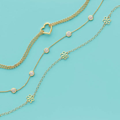 Ross-Simons Italian 14Kt Yellow Gold Floral Station Anklet. 9 Inches Apparel & Accessories > Jewelry > Anklets Ross-Simons   