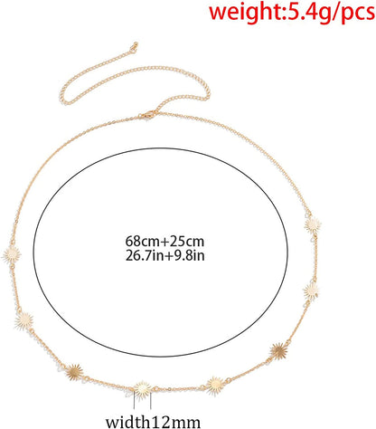 Simple Belly Chain for Women and Girls Gold Silver Star Waist Chain Beach Bikini Body Jewelry Adjustable 68-93Cm Apparel & Accessories > Jewelry > Body Jewelry MIFYNN   