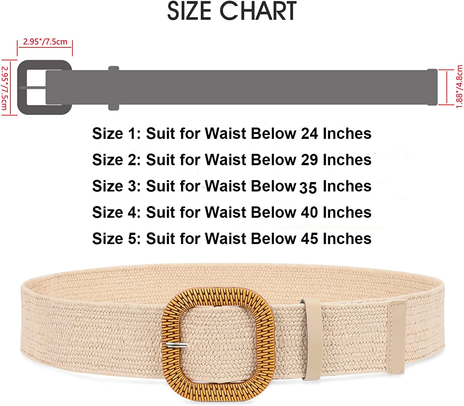Set of 4 Straw Woven Elastic Stretch Waist Belts for Women, Fashion Boho Ladies Braided Skinny Dress Belt by WHIPPY Apparel & Accessories > Clothing Accessories > Belts WHIPPY   