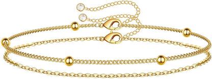 Dainty Gold Bracelets for Women, 14K Gold Filled Adjustable Layered Bracelet Cute Evil Eye Oval Chain Pearl Bar Turtle Gold Bracelets for Women Jewelry Apparel & Accessories > Jewelry > Bracelets Turandoss Chain& Beads Chain  
