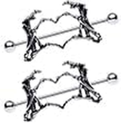 Body Candy Nipplerings Piercing Women 14G 1 1/2" Stainless Steel Skeleton Heart 2Pc Dangle Nipple Ring Set 38Mm Apparel & Accessories > Jewelry > Body Jewelry Body Candy   