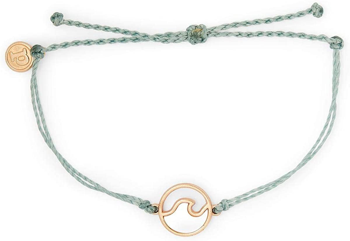 Pura Vida Rose Gold or Silver Stone Wave Bracelet W/Plated Charm - Adjustable Band, 100% Waterproof Apparel & Accessories > Jewelry > Bracelets Pura Vida Rose Gold Smoke Blue  