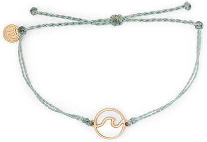 Pura Vida Rose Gold or Silver Stone Wave Bracelet W/Plated Charm - Adjustable Band, 100% Waterproof Apparel & Accessories > Jewelry > Bracelets Pura Vida Rose Gold Smoke Blue  
