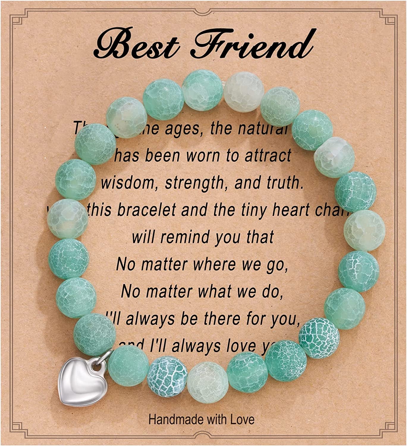 HGDEER Natural Stone Friendship Bracelet, Meaningful Gifts for Women Girls with Gift Message Card Apparel & Accessories > Jewelry > Bracelets HGDEER Friend - Green  