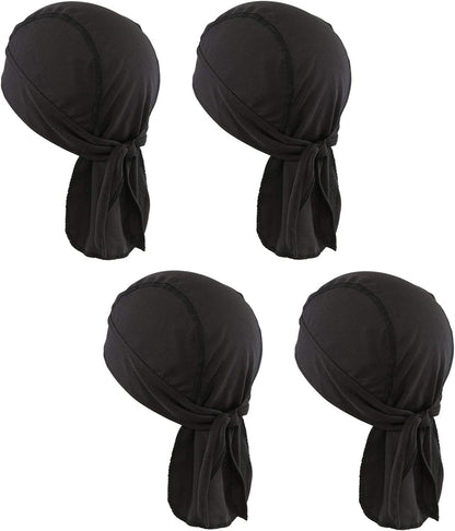 Cooling Helmet Liner - Do Rag Skull Cap for Men - Head Scarf, Bandana, Head Wrap, Beanie for Motorcycle, Cycling, Sports Apparel & Accessories > Clothing Accessories > Headwear Tough Headwear 4 Black  