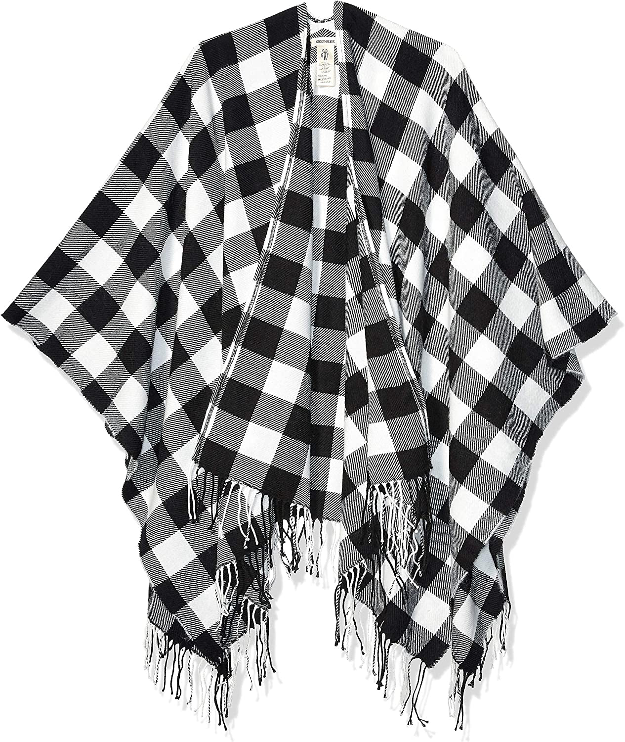 Goodthreads Women'S Fringe Ruanna Wrap Scarf Apparel & Accessories > Clothing Accessories > Scarves & Shawls Goodthreads Cream/Black, Buffalo Plaid One Size 