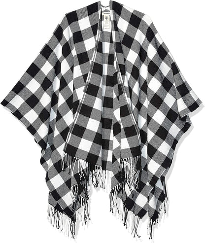 Goodthreads Women'S Fringe Ruanna Wrap Scarf Apparel & Accessories > Clothing Accessories > Scarves & Shawls Goodthreads Cream/Black, Buffalo Plaid One Size 
