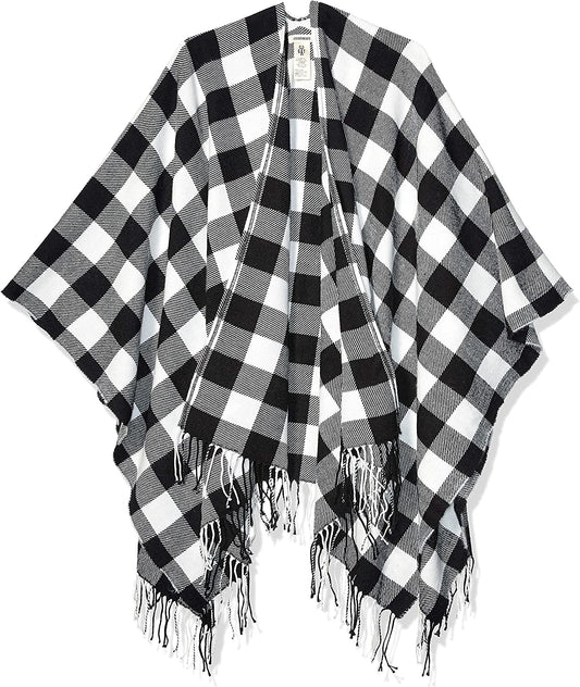 Goodthreads Women'S Fringe Ruanna Wrap Scarf Apparel & Accessories > Clothing Accessories > Scarves & Shawls Goodthreads Cream/Black, Buffalo Plaid One Size 