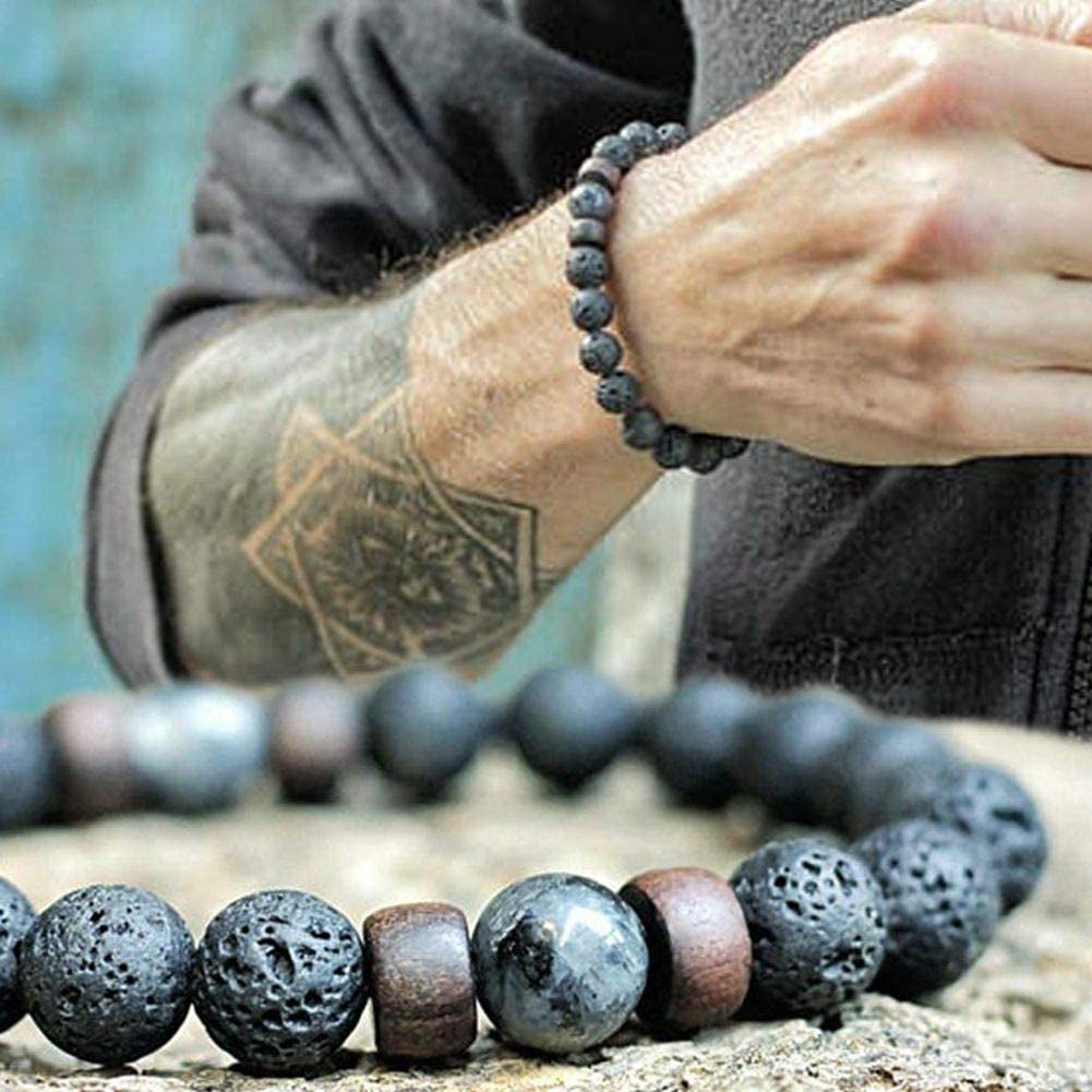 Black Lava Stone 7 Chakra Bracelets 6Pcs Mix 8Mm Yinyang Rock Bead Elastic Natural Stones Gemstones Oil Diffuser Yoga Menditation Beads Bracelets for Men Women Girls Jewelry (6Pcs Lava Stone Bracelet) Apparel & Accessories > Jewelry > Bracelets Cmidy   