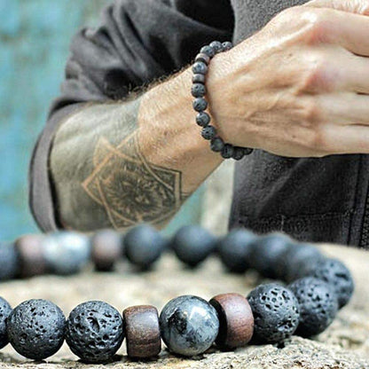 Black Lava Stone 7 Chakra Bracelets 6Pcs Mix 8Mm Yinyang Rock Bead Elastic Natural Stones Gemstones Oil Diffuser Yoga Menditation Beads Bracelets for Men Women Girls Jewelry (6Pcs Lava Stone Bracelet) Apparel & Accessories > Jewelry > Bracelets Cmidy   