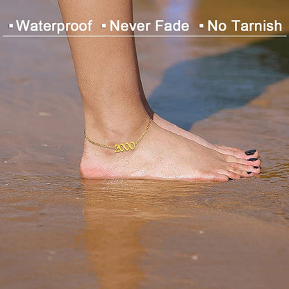 JYUEDA Birth Year Anklet Bracelet for Women,Beach Foot Chain Cute Ankle Bracelet,14K Gold Plated Anklets for Women Teen Girls Apparel & Accessories > Jewelry > Anklets JYUEDA   
