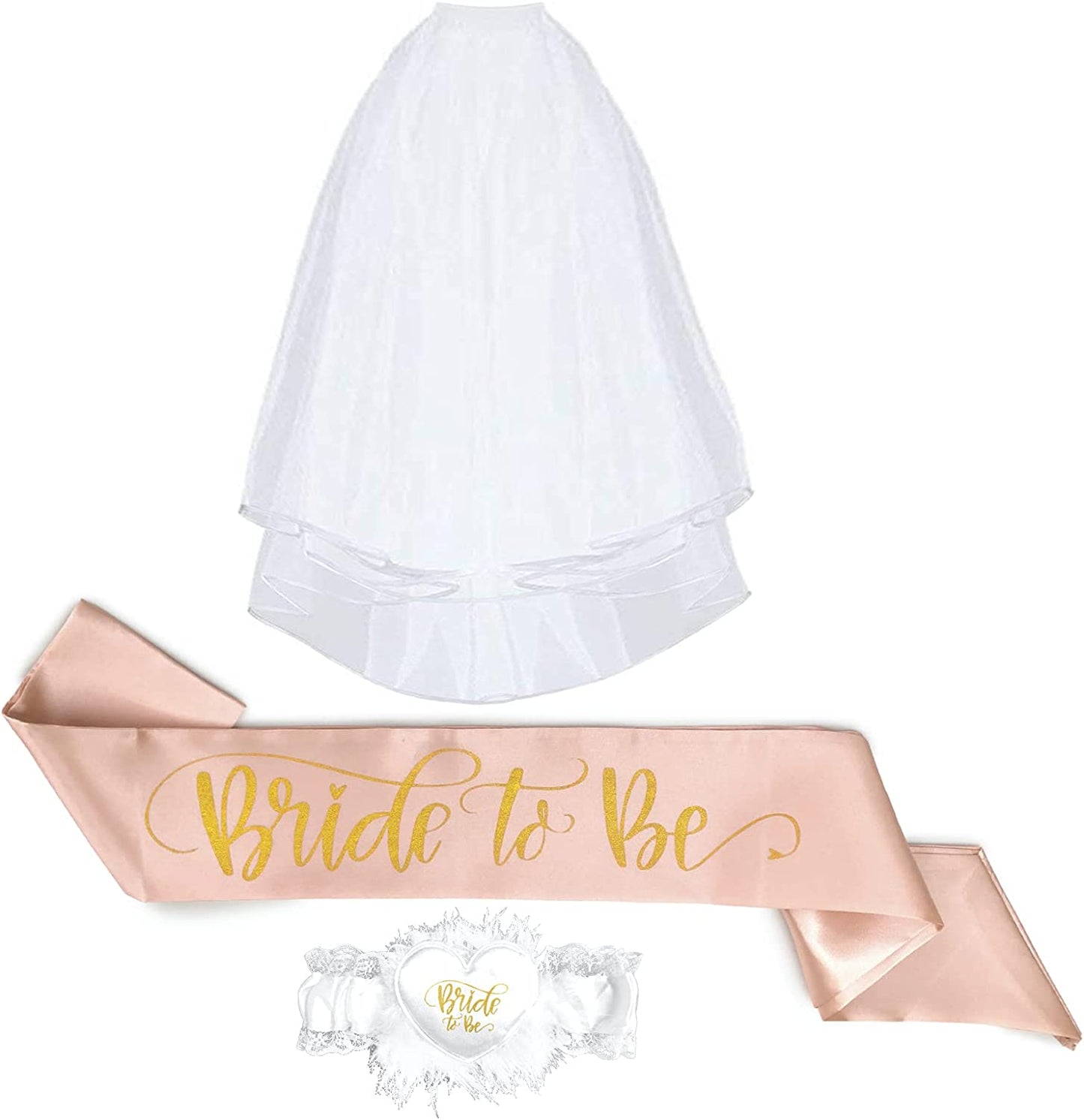 Bride to Be 3Pc Sash Set - Sophisticated & Fun Party Favor for Bachelorette Party, Bridal Shower & Wedding Party (3Pc Set, White & Teal (Font #2)) Apparel & Accessories > Clothing Accessories > Sashes Bachelorette to Bride Rose Gold & White 3 Piece Set 