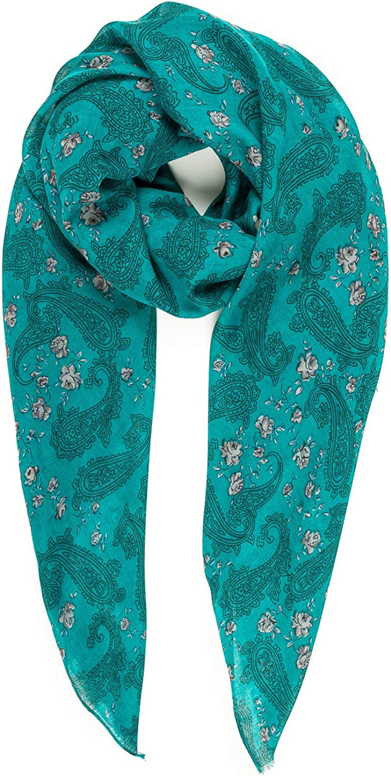 Scarf for Women Lightweight Floral Flower Scarves for Spring Spring Fall Winter Shawl Wrap Apparel & Accessories > Clothing Accessories > Scarves & Shawls MELIFLUOS DESIGNED IN SPAIN Barcelona Collections 32 - Turquoise Paisley  