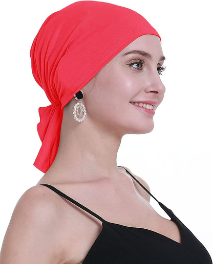 Osvyo Bamboo Chemo Headscarf for Women Hair Loss - Cancer Slip on Headwear Turbans Sealed Packaging Apparel & Accessories > Clothing Accessories > Headwear osvyo Bamboo Watermelon Red One Size 