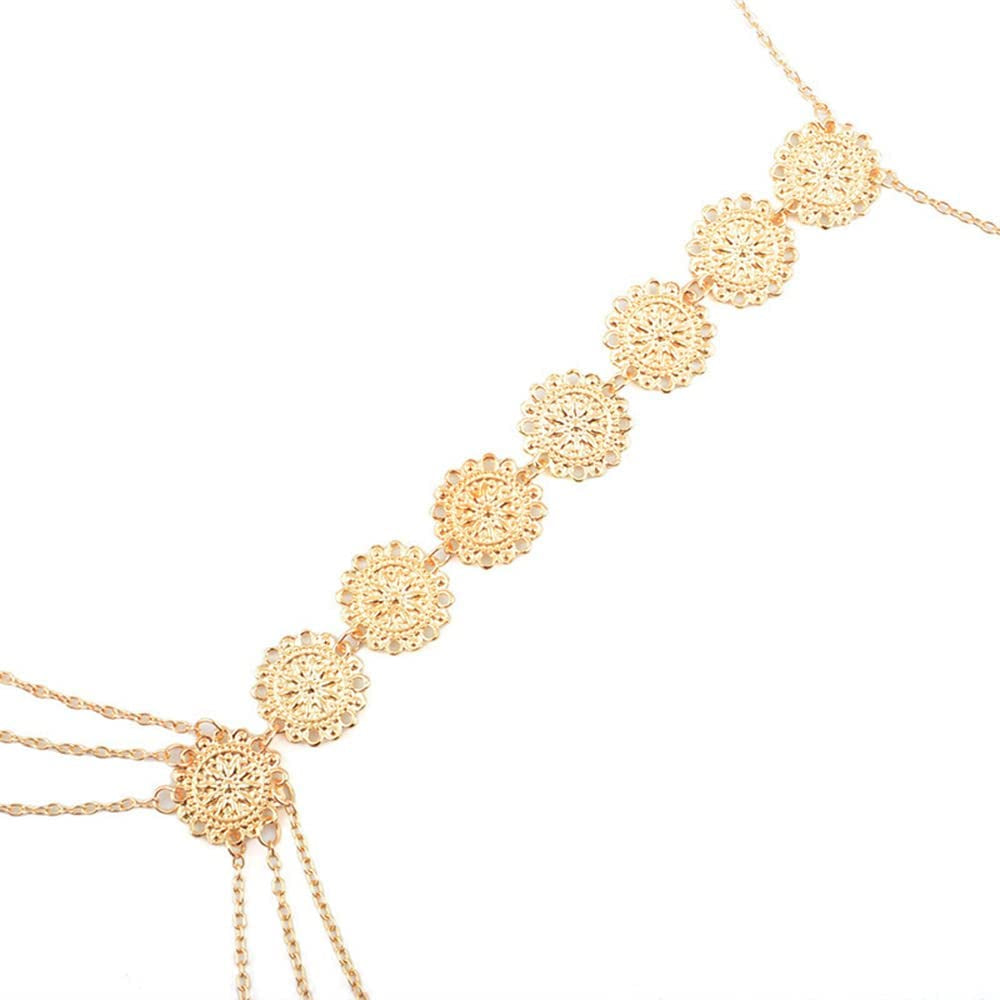 Asphire Bohemian Coin Body Chain Sexy Back Necklace Jewelry Beach Body Accessories for Women Layered Harness Bikini Chain (20 Inch, Gold) Apparel & Accessories > Jewelry > Body Jewelry Asphire   