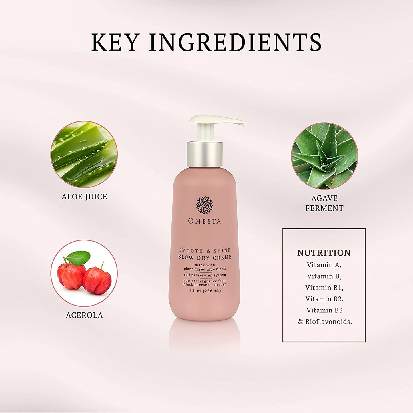 Onesta Hair Care Plant Based Smooth and Shine Blow Dry Crème Hair Protector, 8 Ounces (Pack of 1) Health & Beauty > Personal Care > Hair Care Onesta Hair Care   
