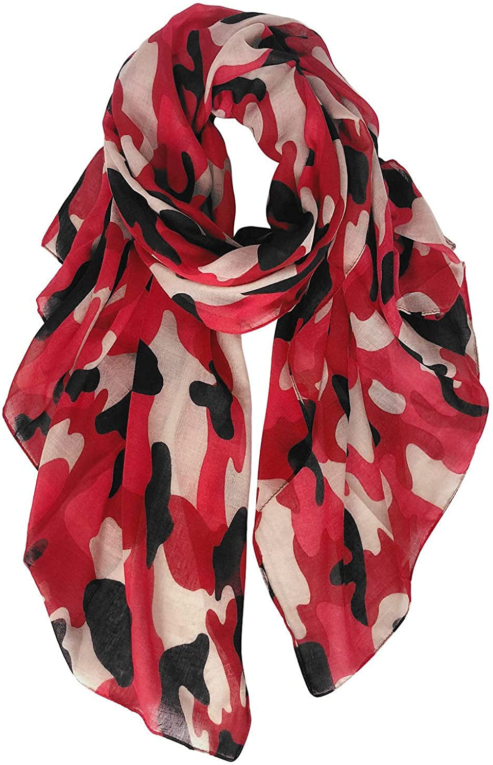 GERINLY Scarves - Lightweight Summer Travel Scarf Camouflage Print Shawl Wrap Apparel & Accessories > Clothing Accessories > Scarves & Shawls GERINLY Redrose  