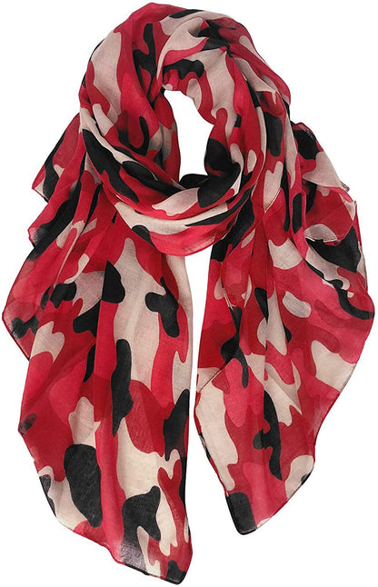 GERINLY Scarves - Lightweight Summer Travel Scarf Camouflage Print Shawl Wrap Apparel & Accessories > Clothing Accessories > Scarves & Shawls GERINLY Redrose  