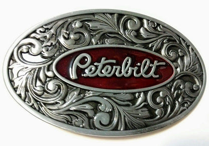 Totalshop Peterbilt Truck Belt Buckle, Red Silver Apparel & Accessories > Clothing Accessories > Belt Buckles TotalShop   