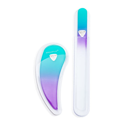 Glass Nail File Manicure Set, Comfort Grip Ergonomic Drop Ergofile for Gentle & Efficient Filing, Nail Care Tools by Bona Fide Beauty Genuine Czech Glass Health & Beauty > Personal Care > Cosmetics > Cosmetic Tools > Nail Tools BONA FIDE BEAUTY Sea Spritz  