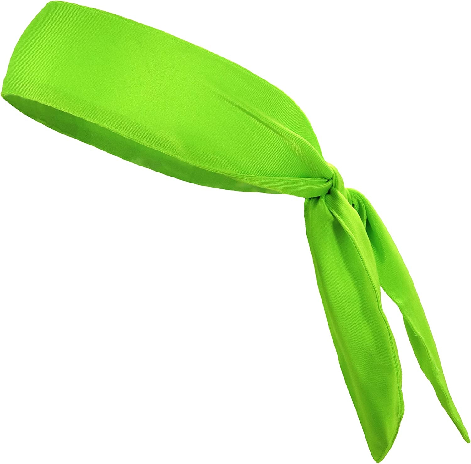 Kenz Laurenz Headbands Tie on Headband for Women Men Running Athletic Hair Head Band Elastic Sports Sweat Basketball Sweatband Stetchy Yoga Workout Sweatbands Adjustable Non-Slip Moisture Wicking Apparel & Accessories > Clothing Accessories > Bandanas & Headties Kenz Laurenz lime  