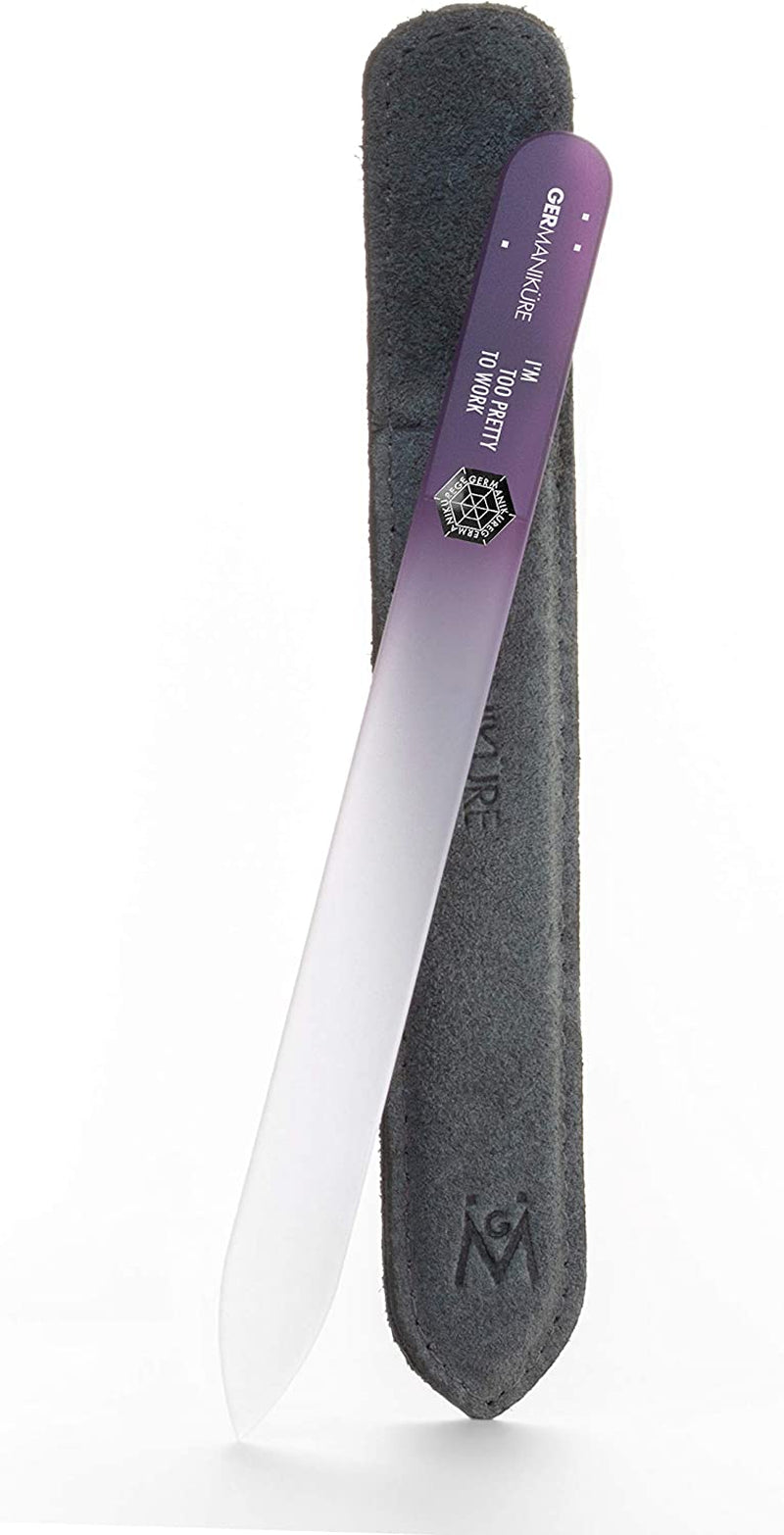GERMANIKURE Mantra Glass Nail File in Suede Case, Ethically Made in Czech Republic - Professional Manicure & Pedicure Tools for Smooth Easy Shaping of Natural Fingernails Health & Beauty > Personal Care > Cosmetics > Cosmetic Tools > Nail Tools GERmanikure I'm Too Pretty to Work  