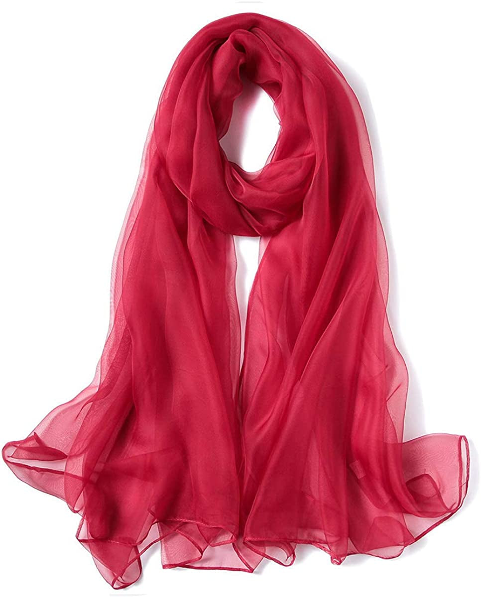 K-Elewon Solid Color Silk Scarf Fashion Scarves Wrap Long Lightweight Shawls for Women Apparel & Accessories > Clothing Accessories > Scarves & Shawls K-Elewon Wine Red  