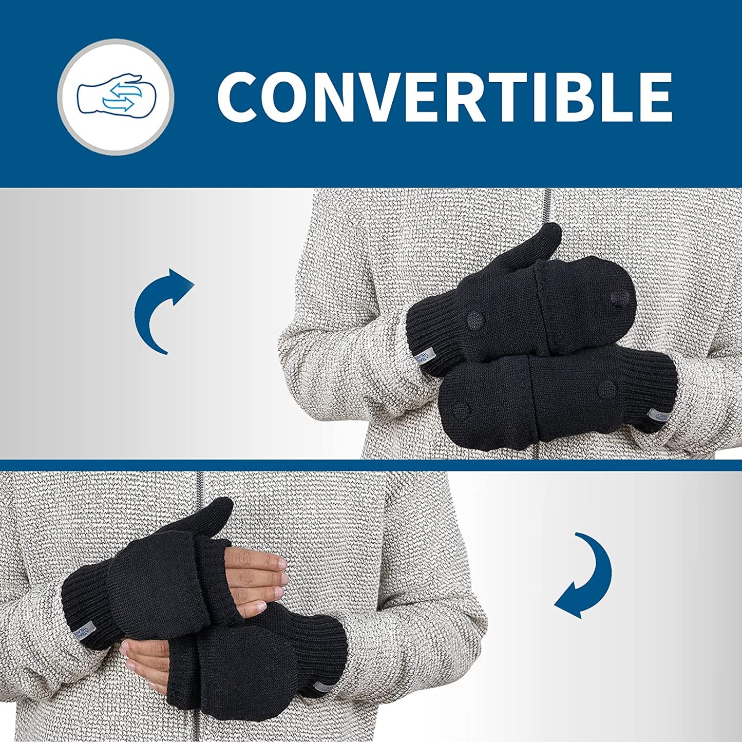 Trailheads Women’S Fingerless Gloves | Merino Knit Convertible Mittens Apparel & Accessories > Clothing Accessories > Gloves & Mittens TrailHeads   