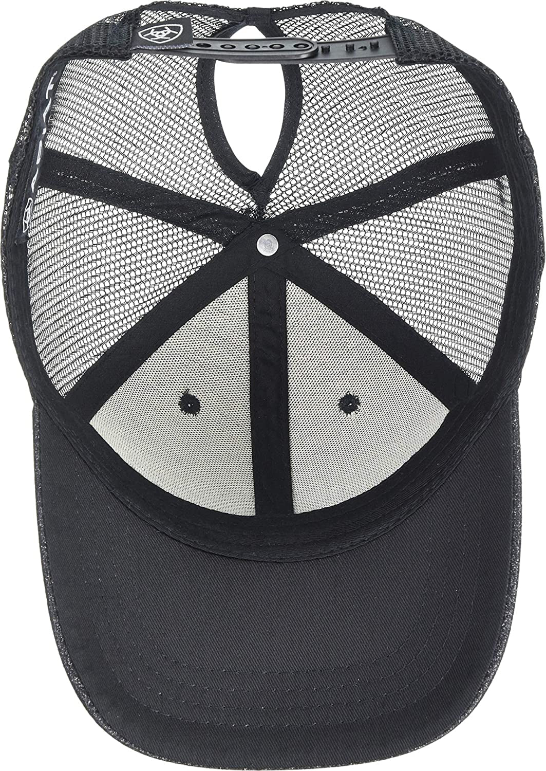 ARIAT Women'S Offset Logo Glitter Messy Bun Snapback Cap Apparel & Accessories > Clothing Accessories > Hats ARIAT   