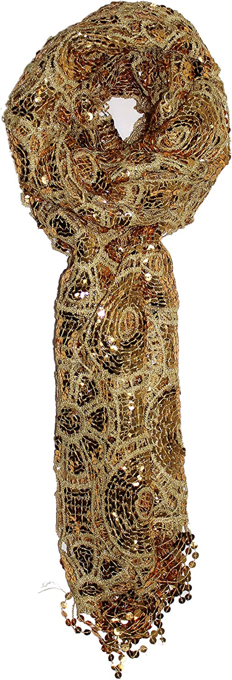 Ted & Jack - Luxe Bedazzled Sequin and Sparkle Scarf Apparel & Accessories > Clothing Accessories > Scarves & Shawls Ted and Jack Gold Flowers  