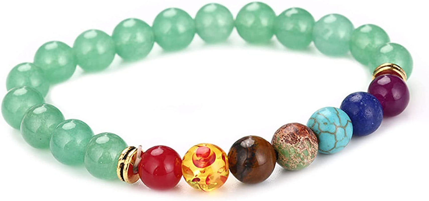 Healing Crystals Bracelet Natural Gemstones Beads Bracelet Elastic Natural Stone Yoga Beads Bracelet Apparel & Accessories > Jewelry > Bracelets Generic Green  