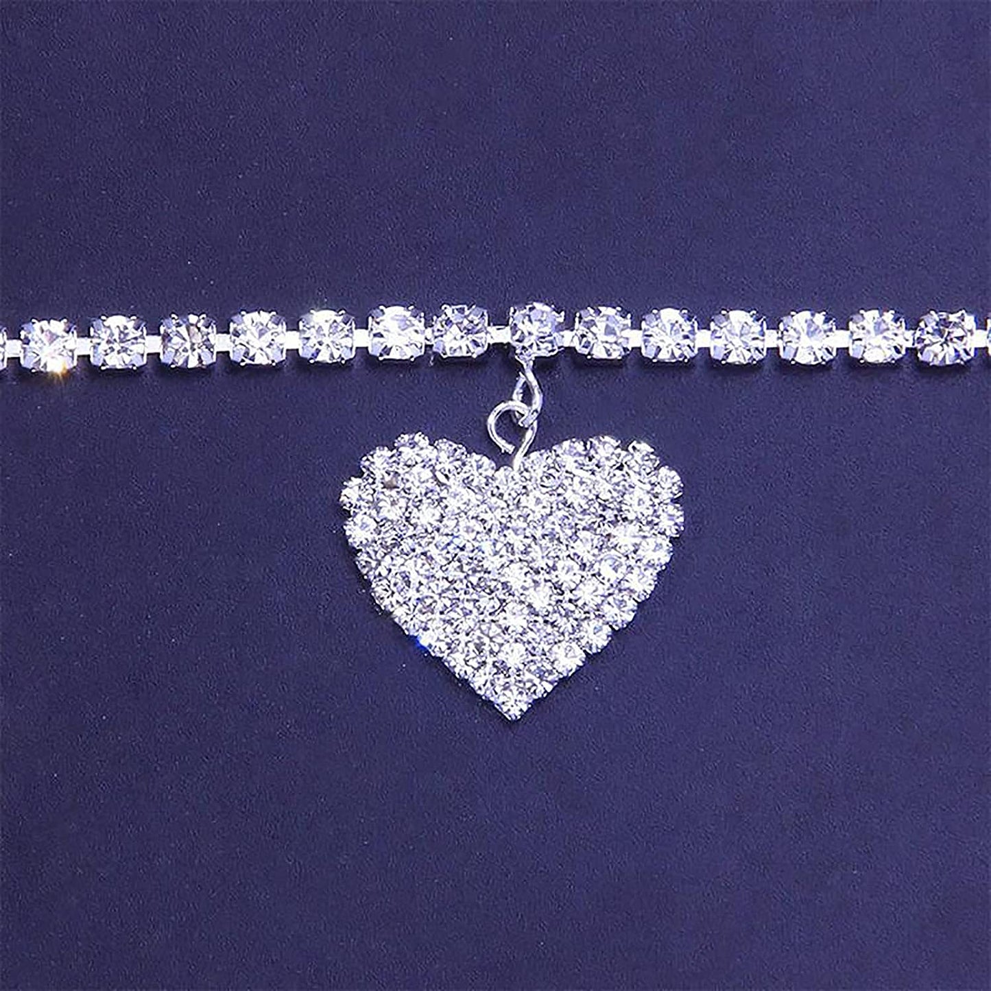 Silver Anklets for Women Dainty Zircon Tennis Ankle Bracelets Adjustable Rhinestones Heart Charm Anklet Beach Jewelry for Teen Girls Mom Birthday (Silver, One Size) Apparel & Accessories > Jewelry > Anklets Generic   