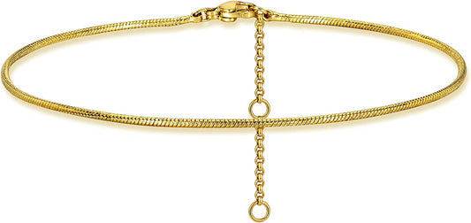 OSIANA 18K Gold Snake Chain Anklet – 1.3Mm Thin, Dainty, Gold Plated Copper Jewelry for Women & Men with Lobster Clasp Apparel & Accessories > Jewelry > Anklets OSIANA Snake Chain Anklet  