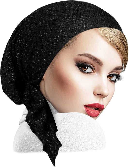 Pre-Tied Headscarf Tichel Headwear for Women Textured Knit with Sparkles Collection! Handmade Sharirose Apparel & Accessories > Clothing Accessories > Headwear ShariRose   