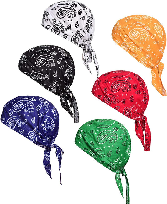 Ransiy Do Rag Skull Cap Bandana Head Wraps Biker Beanie Cap Bandana Hat Chemo Cap Dew Rag for Men and Women Apparel & Accessories > Clothing Accessories > Bandanas & Headties ransiy 6 Pack Paisley  