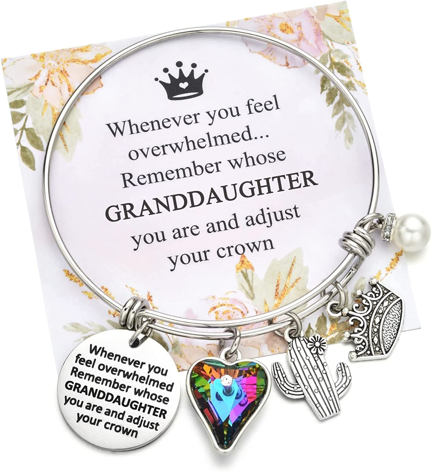 Inspirational Charm Bracelets Gifts for Aunt Mom Godmother Grandma Niece Sister Goddaughter Daughter Granddaughter Best Friend, Birthday Bangle Jewelry Gifts for Women and Teen Girls Apparel & Accessories > Jewelry > Bracelets Miss Pink Granddaughter  