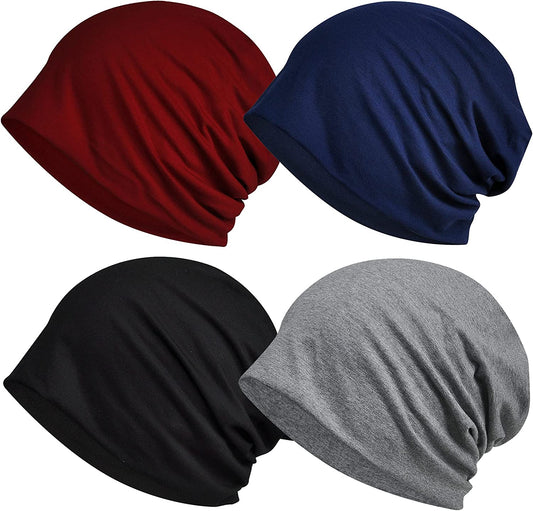 Cotton Face Bandanas for Sports Headwear Headband Neck Gaiter Chemo Cap Hair Loss Beanie Nightcap Apparel & Accessories > Clothing Accessories > Bandanas & Headties Ababalaya B-g1446-4pack Closed Top  