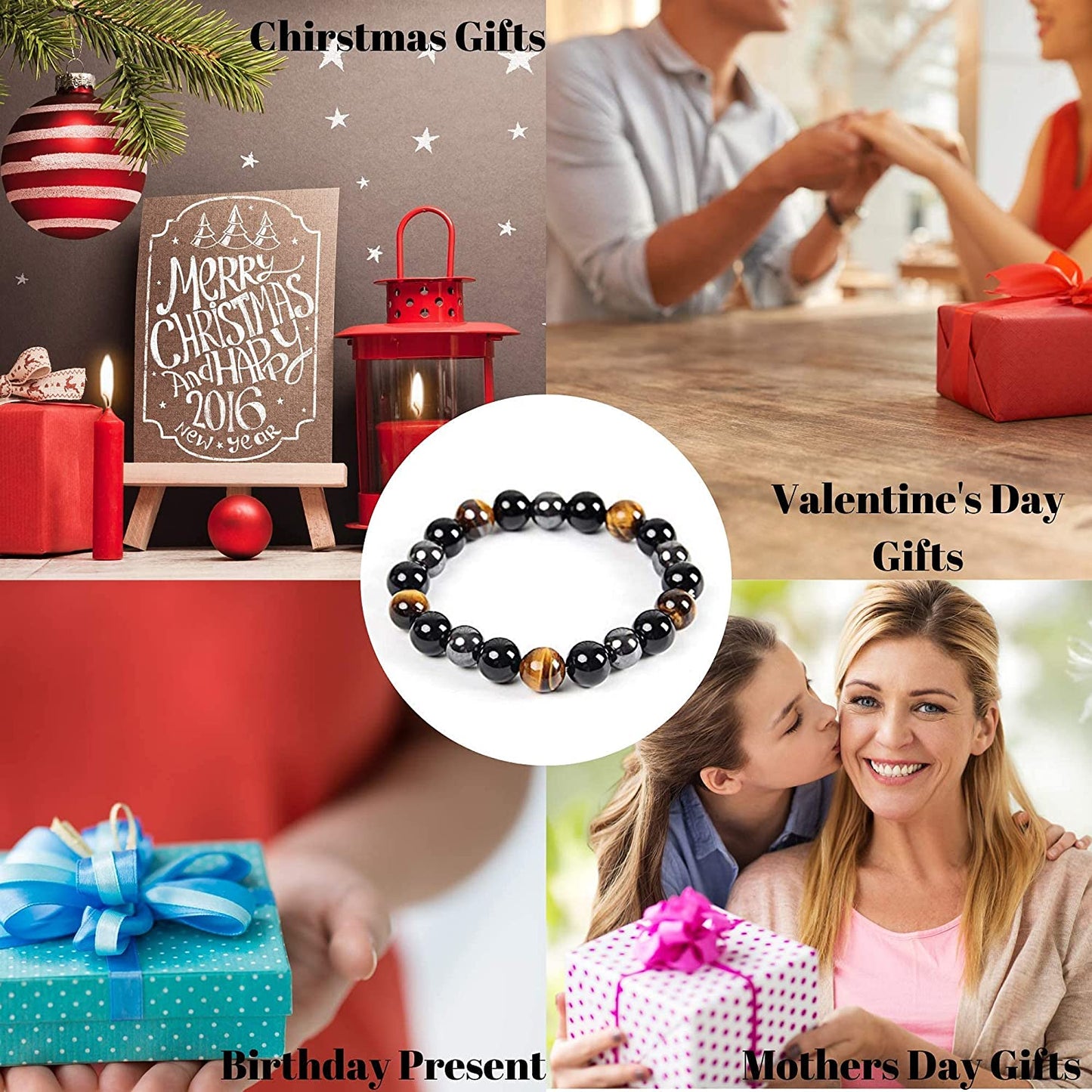 Triple Protection Bracelet - for Protection - Bring Luck and Prosperity - Hematite - Black Obsidian - Tiger Eye - Stone Bracelets Apparel & Accessories > Jewelry > Bracelets Crystal Agate Bracelets   