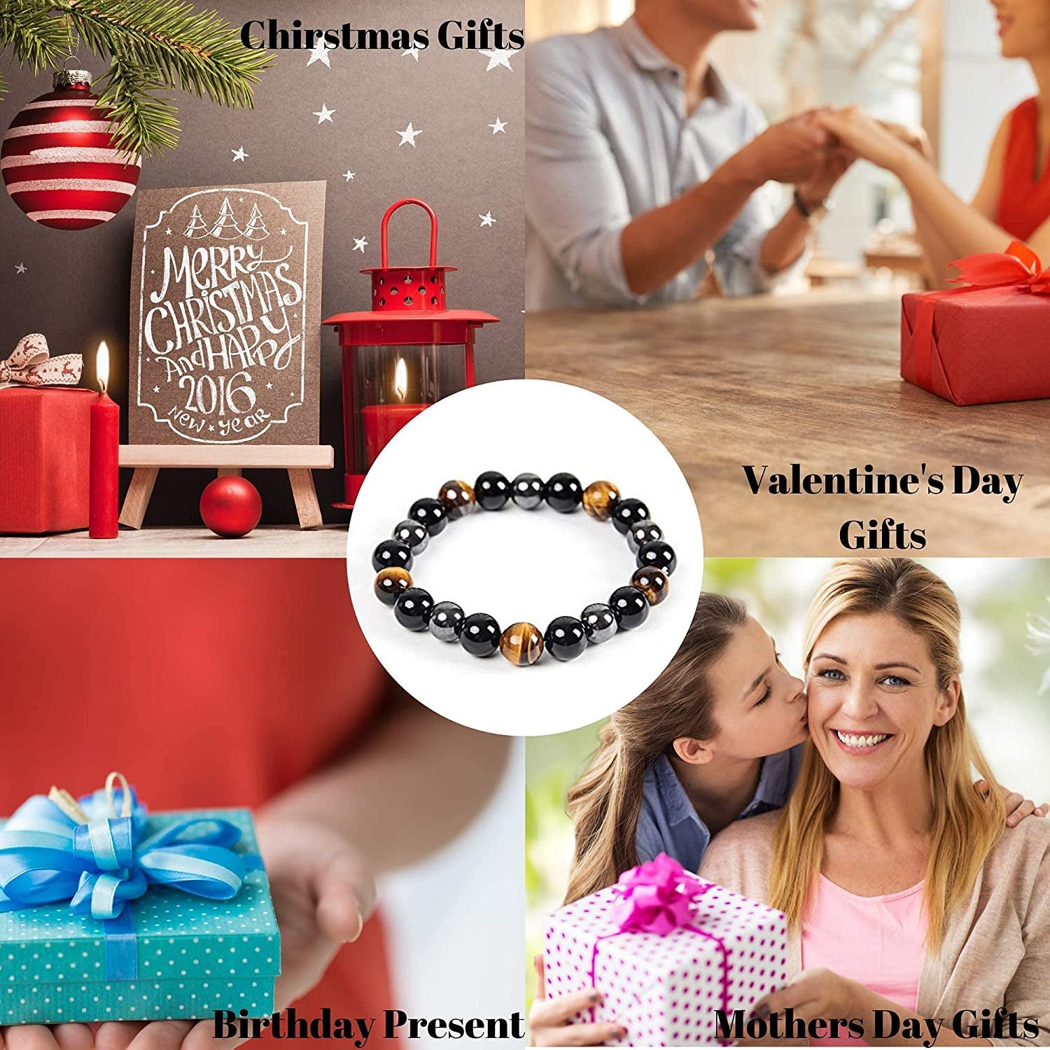 Triple Protection Bracelet - for Protection - Bring Luck and Prosperity - Hematite - Black Obsidian - Tiger Eye - Stone Bracelets Apparel & Accessories > Jewelry > Bracelets Crystal Agate Bracelets   