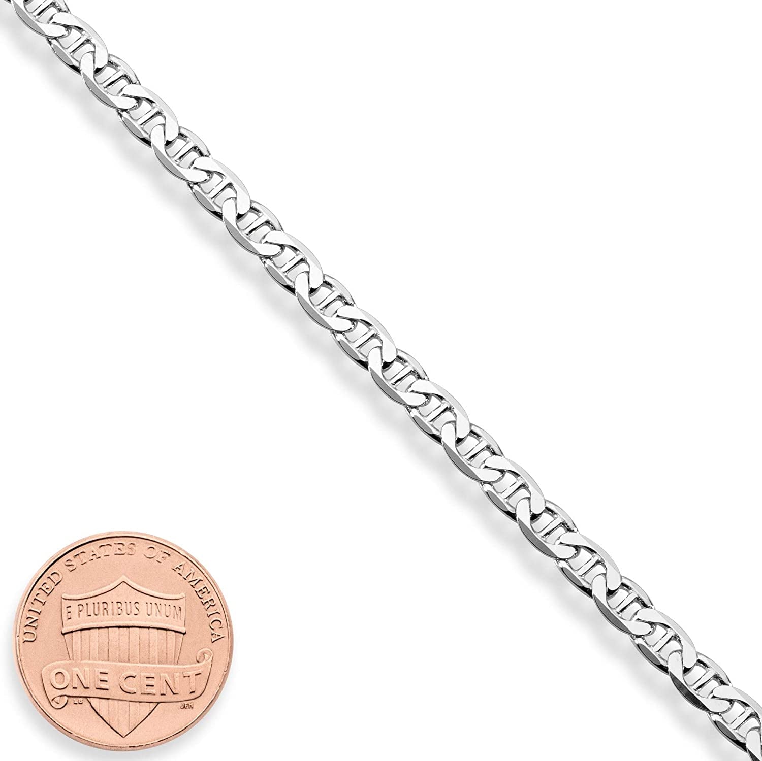 Miabella 925 Sterling Silver Italian 3Mm, 4Mm Solid Diamond-Cut Mariner Link Chain Anklet Ankle Bracelet for Women, Made in Italy Apparel & Accessories > Jewelry > Anklets Miabella   
