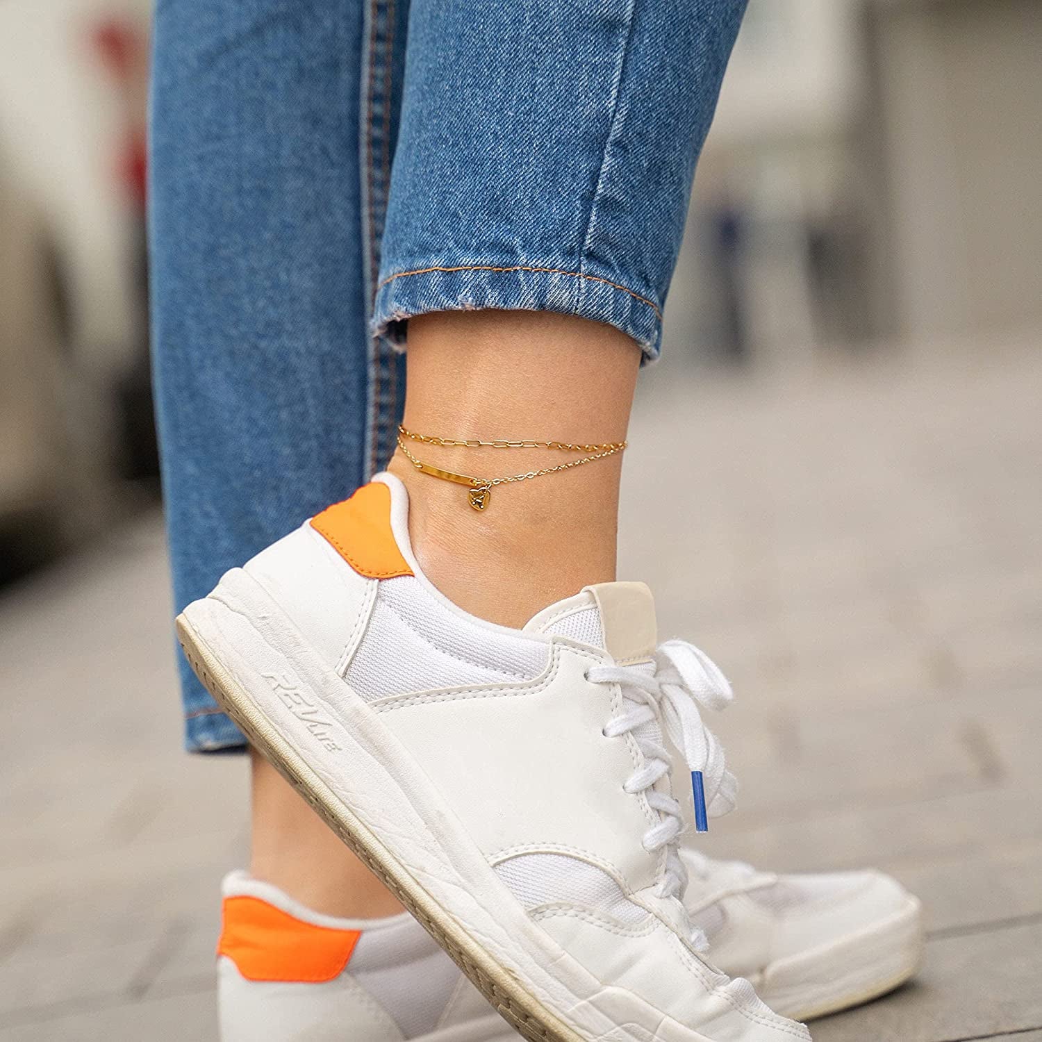 IEFWELL Heart Initial Ankle Bracelets for Women, 14K Gold Filled Gold Anklets for Women Handmade Layered Ankle Bracelets for Women Ankle Bracelets Gold Jewelry Apparel & Accessories > Jewelry > Anklets IEFWELL   