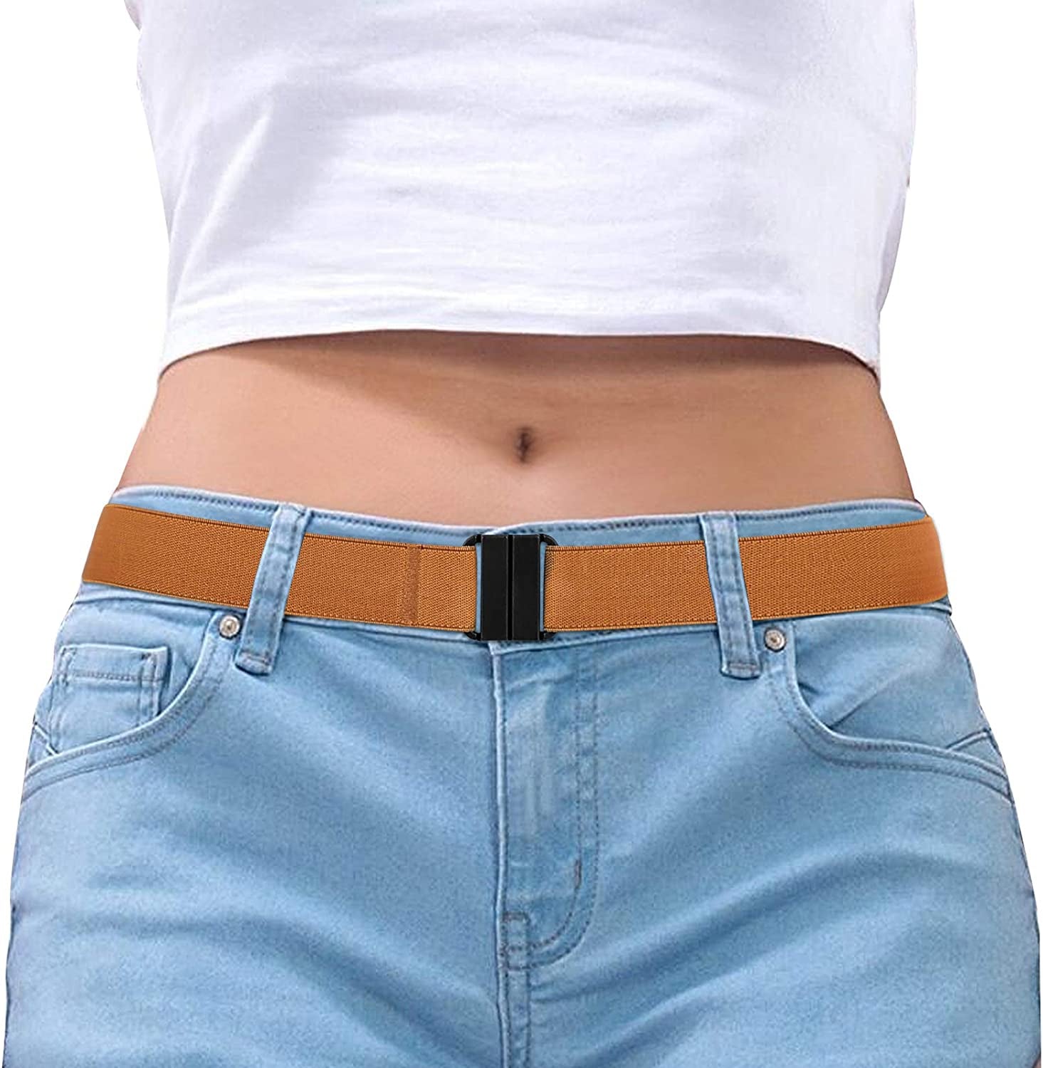 Women Invisible Belt, Comfortable Adjustable Stretch No Show Belt with Flat Buckle by SUOSDEY Apparel & Accessories > Clothing Accessories > Belts SUOSDEY 06-brown US Size:0-14 